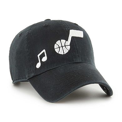 Women's '47  Black Utah Jazz Confetti Undervisor Clean Up Adjustable Hat
