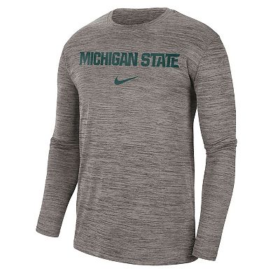 Men's Nike Heather Gray Michigan State Spartans Team Velocity Performance Long Sleeve T-Shirt