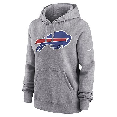 Women's Nike Heather Gray Buffalo Bills Team Logo Club Fleece Pullover Hoodie