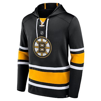Men's Fanatics Branded David Pastrnak Black Boston Bruins Name & Number Lace-Up Pullover Hoodie