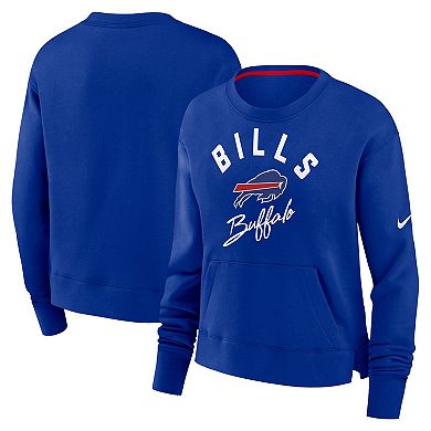 Women's Nike Royal Buffalo Bills High Hip Fleece Pullover Sweatshirt
