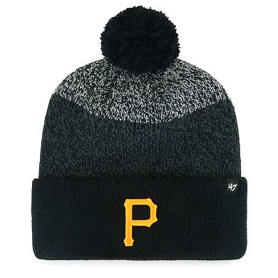 Men's '47 Black Pittsburgh Pirates Darkfreeze Cuffed Knit Hat with Pom