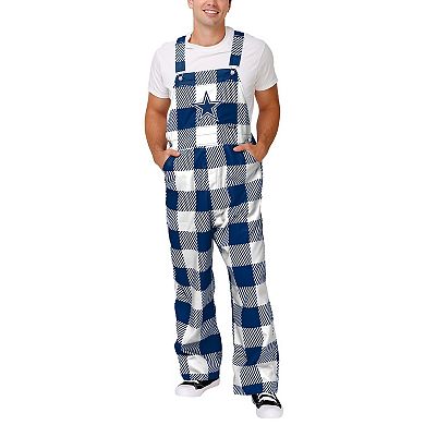 Men's FOCO  Navy Dallas Cowboys Big Logo Plaid Overalls