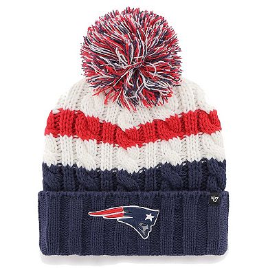 Women's '47 White New England Patriots Ashfield Cuffed Knit Hat with Pom