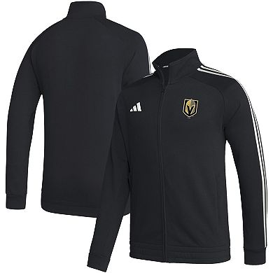 Men's adidas  Black Vegas Golden Knights Raglan Full-Zip Track Jacket