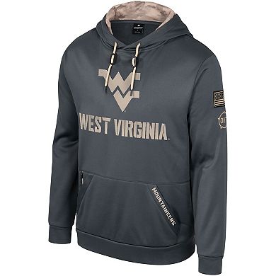 Men's Colosseum Charcoal West Virginia Mountaineers OHT Military Appreciation Pullover Hoodie