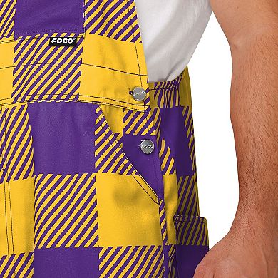 Men's FOCO  Purple Minnesota Vikings Big Logo Plaid Overalls