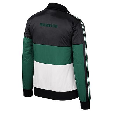 Women's The Wild Collective  Green Michigan State Spartans Color-Block Puffer Full-Zip Jacket