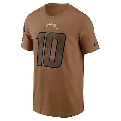 Men's Nike Justin Herbert Brown Los Angeles Chargers 2023 Salute To Service Name & Number T-Shirt
