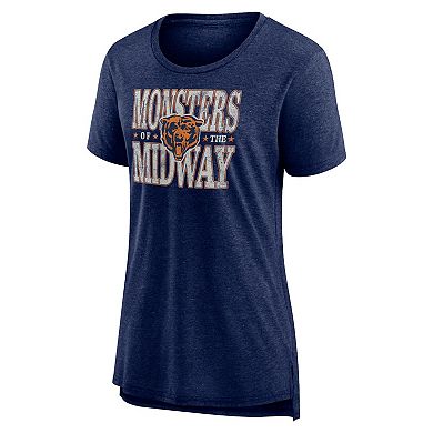 Women's Fanatics Branded  Heather Navy Chicago Bears Our Pastime Tri-Blend T-Shirt