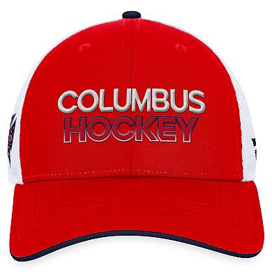 Men's Fanatics Branded  Red Columbus Blue Jackets Authentic Pro Rink Trucker Adjustable Hat