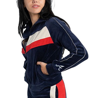 Women's Lusso Navy Atlanta Braves Nixie Raglan Full-Zip Jacket