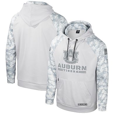 Men's Colosseum Gray Auburn Tigers OHT Military Appreciation Ice Raglan Pullover Hoodie