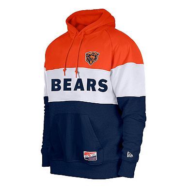 Men's New Era Navy Chicago Bears Throwback Colorblocked Pullover Hoodie