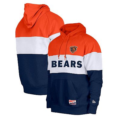 Men's New Era Navy Chicago Bears Throwback Colorblocked Pullover Hoodie