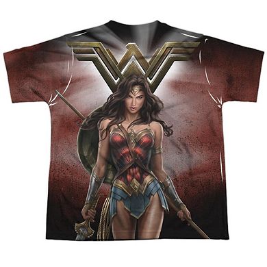 Wonder Woman Movie Protector Of Humanity Short Sleeve Youth Poly Crew T-shirt