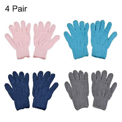 4 Pairs Dusting Cleaning Gloves Microfiber Mittens for Home Window, 4 Colors