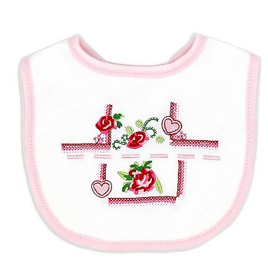 Baby Girls Rose Needlepoint Layette, 5 Piece Set