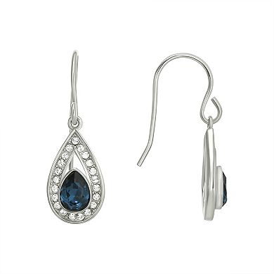 Sterling Silver Crystal Teardrop Pendant Necklace & Drop Earrings Set