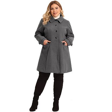 Plus Size Coat For Women Turndown Collar Single Breasted Long Wool Coats