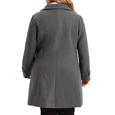 Plus Size Coat For Women Turndown Collar Single Breasted Long Wool Coats