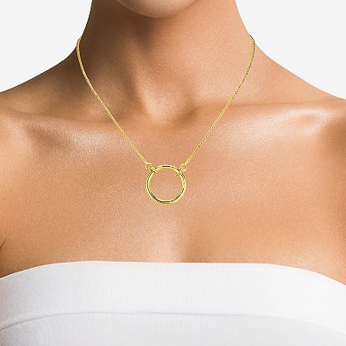 14k Gold Over Sterling Silver Circle Cubic Zirconia Necklace