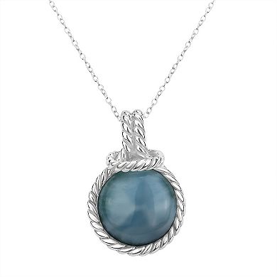 Sterling Silver Larimar Rope Knot Pendant Necklace
