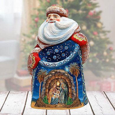 Classic Nativity Santa Wood Carved Masterpiece Figurine By G. Debrekht - Nativity Holiday Decor