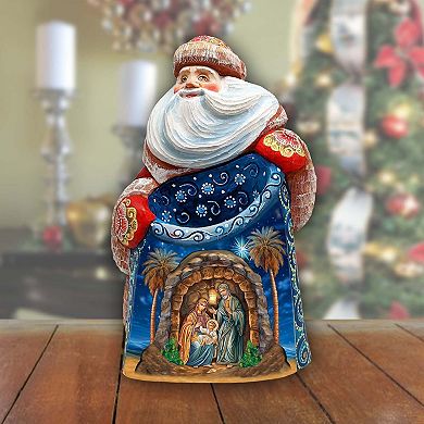 Classic Nativity Santa Wood Carved Masterpiece Figurine By G. Debrekht - Nativity Holiday Decor