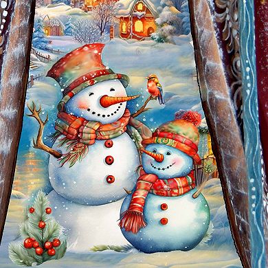 Snowman's Friend Santa Hand-painted Wood Carved Masterpiece By G. Debrekht - Christmas Decor