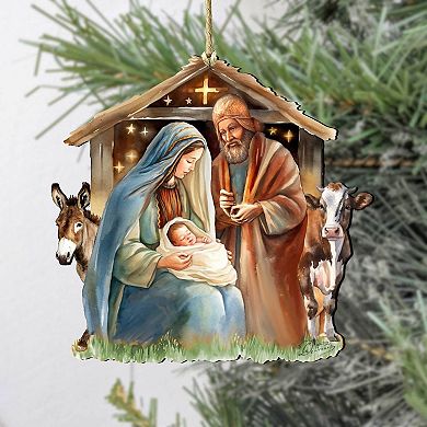 Born Under Bright Star Nativity Wooden Holiday Ornaments by G. DeBrekht - Nativity Holiday Decor