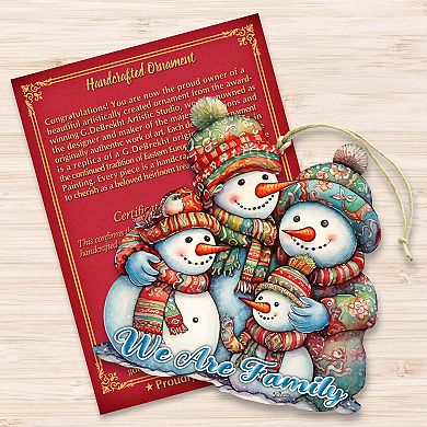 Snowmen Family Wooden Christmas Ornaments by G. Debrekht - Christmas Santa Snowman Decor