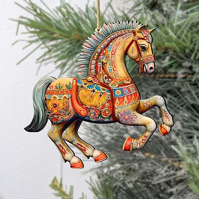 Carousel Horse Wooden Christmas Ornaments by G. Debrekht - Christmas Decor