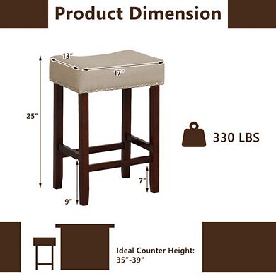 Hivvago Set Of 2 24 Inch Bar Stool With Curved Seat Cushions