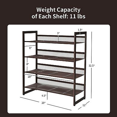 Tiers Flat and Slant Metal Shoe Rack for Entryway Hallway-4-Tier