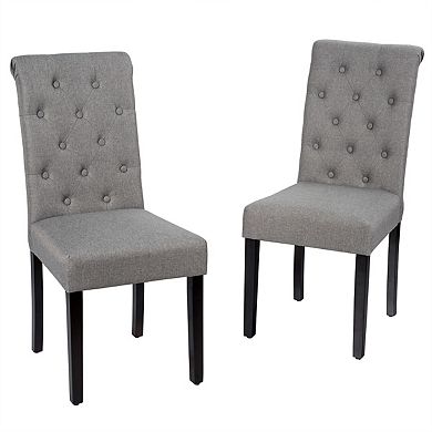 2 Pieces Tufted Dining Chair Set with Adjustable Anti-Slip Foot Pads