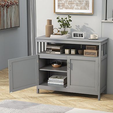 Kitchen Buffet Server Sideboard Storage Cabinet with 2 Doors and Shelf