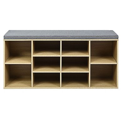 10-Cube Organizer Shoe Storage Bench with Cushion for Entryway