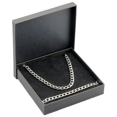 LYNX Stainless Steel 7.5MM Curb Chain Men's Bracelet and Necklace Set