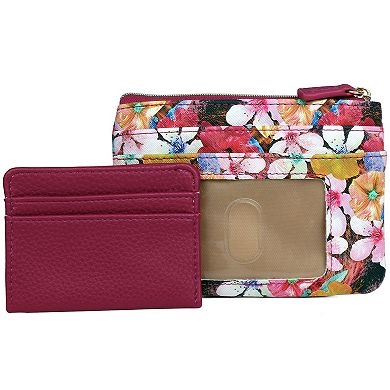 Julia Buxton Floral Wilderness Print Faux Leather Large ID Coin Case