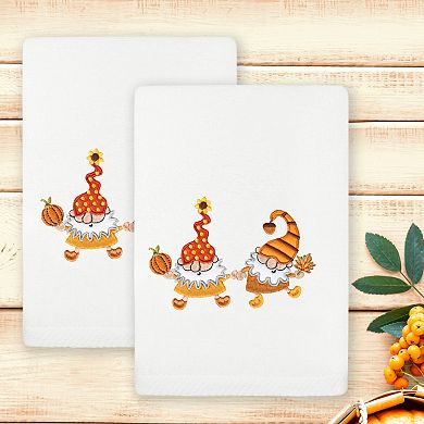 Linum Home Textiles Autumn Gnomes Embroidered Luxury Turkish Cotton Set of 2 Hand Towels