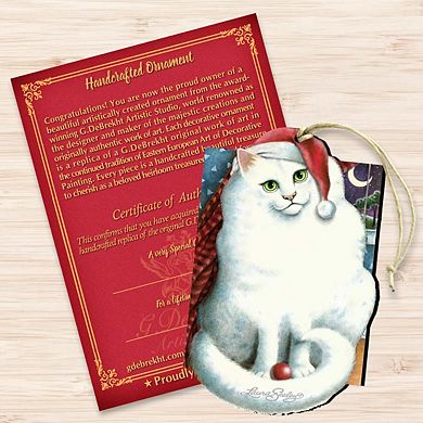 Set of 2 - Marshmallow Santa Cat Wooden Holiday Ornaments Pets by Laura Seeley - Pets Dog and Cats Decor