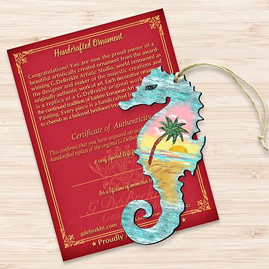 Set of 2 - Seahorse Wooden Holiday Ornaments by G. DeBrekht - Coastal Holiday Decor