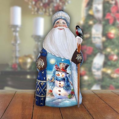 Happy Snowman Santa Wood Carved Masterpiece Figurine By G. Debrekht - Christmas Decor
