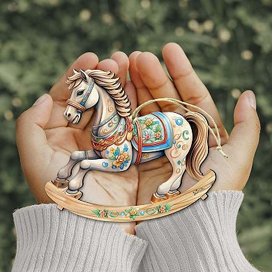 Rocking Horse Wooden Christmas Ornaments by G. Debrekht - Christmas Decor