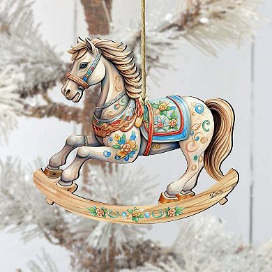 Rocking Horse Wooden Christmas Ornaments by G. Debrekht - Christmas Decor