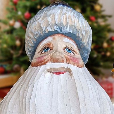 Flower Gnome Santa Wood Carved Masterpiece Figurine By G. Debrekht - Christmas Decor
