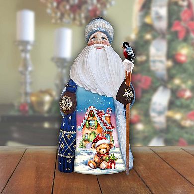 Gingerbread House Santa Wood Carved Masterpiece Figurine By G. Debrekht - Christmas Decor