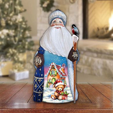 Gingerbread House Santa Wood Carved Masterpiece Figurine By G. Debrekht - Christmas Decor