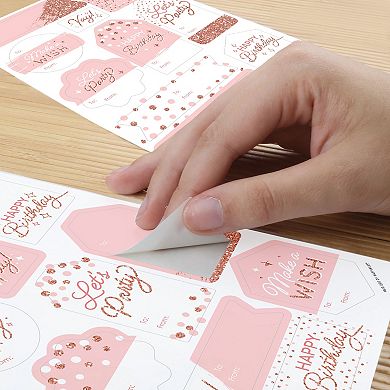 Big Dot Of Happiness Pink Rose Gold Birthday - Party Labels To And From Stickers 120 Stickers